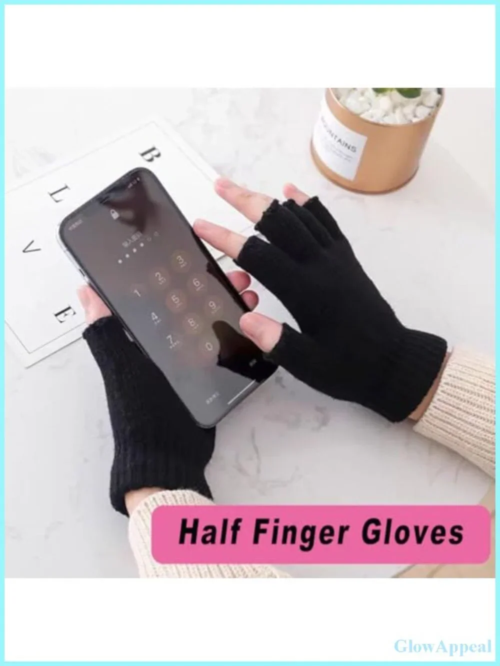 Acrylic Half Finger Gloves Unisex Winter Knit Touchscreen Gloves for Driving